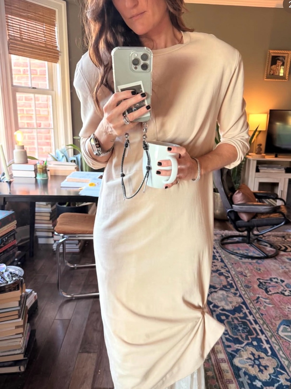 Tibi Cream Crewneck Midi Dress